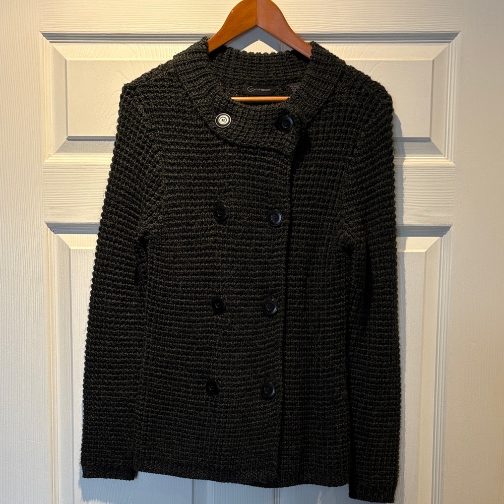 Context Black Double-Breasted Cardigan